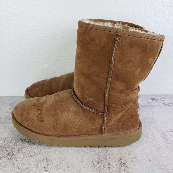 UGG Classic Midcalf Boots Brown Chestnut Comfort sz 6 Shearling Suede Sheepskin - Picture 8 of 15